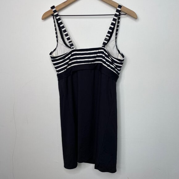 Lands' End Swimsuit Dress Size 10‎ Black White Striped - Picture 3 of 5